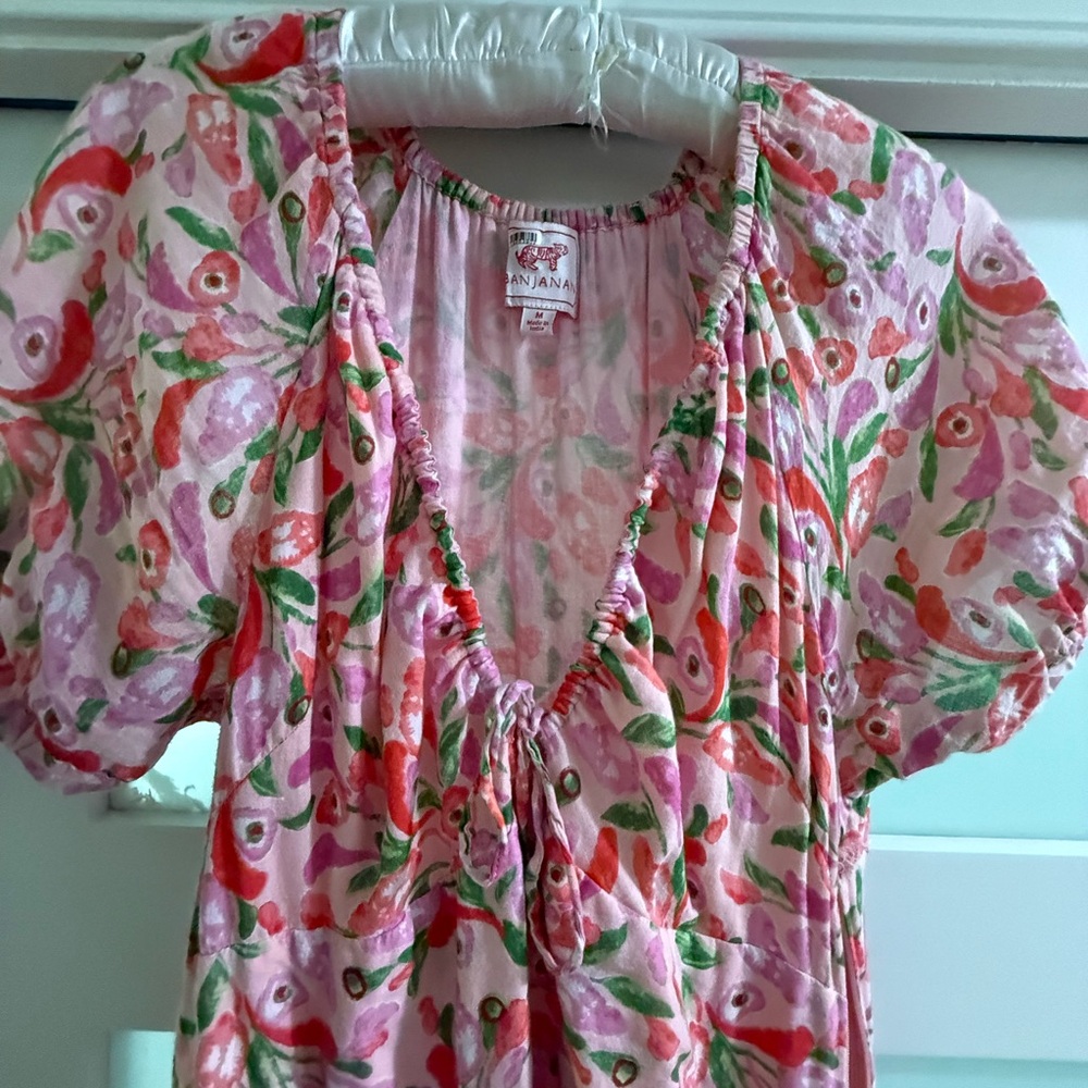 Banjanan Midi Floral Pink and Red Dress